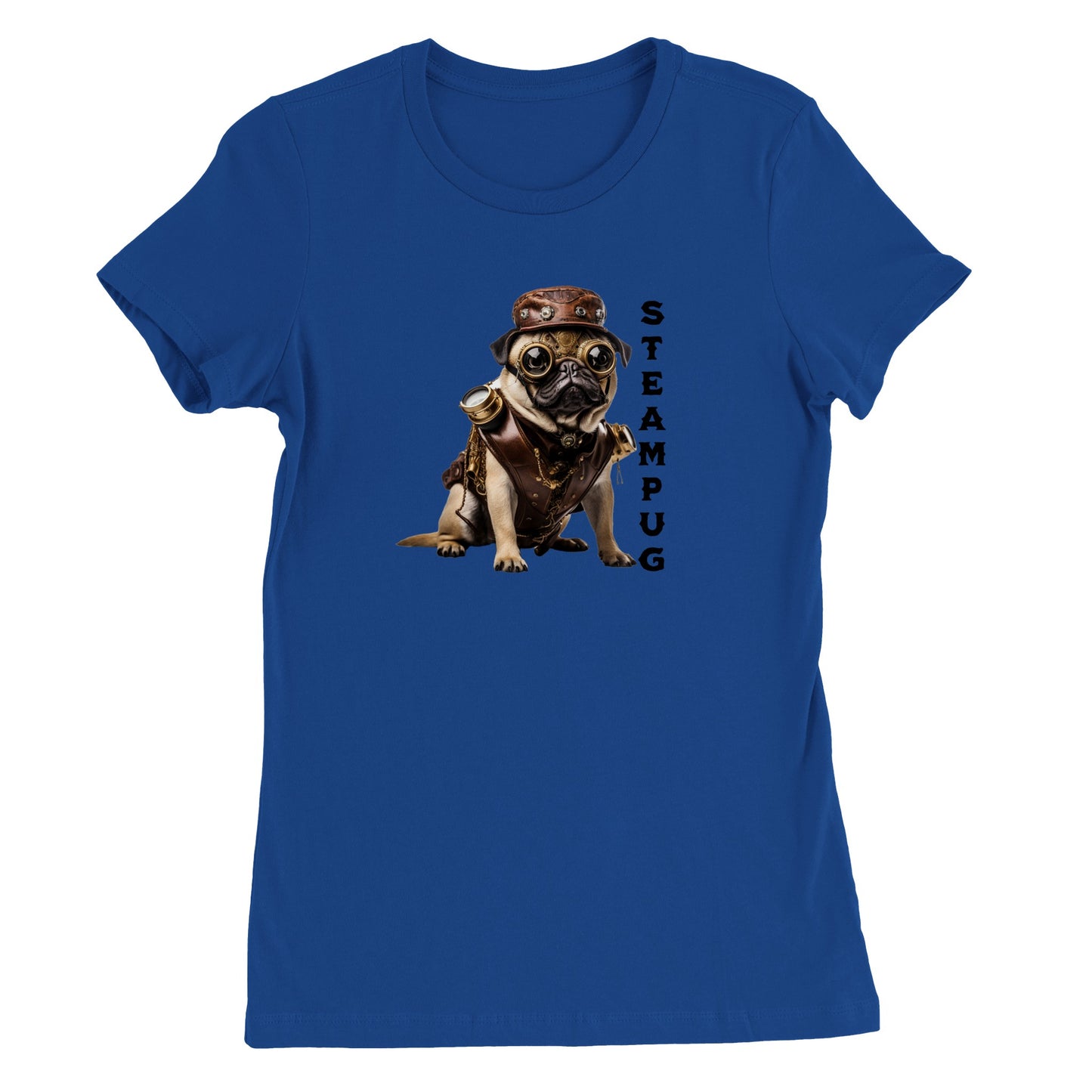 Steampug -- Premium Women's Crewneck Pug T-shirt